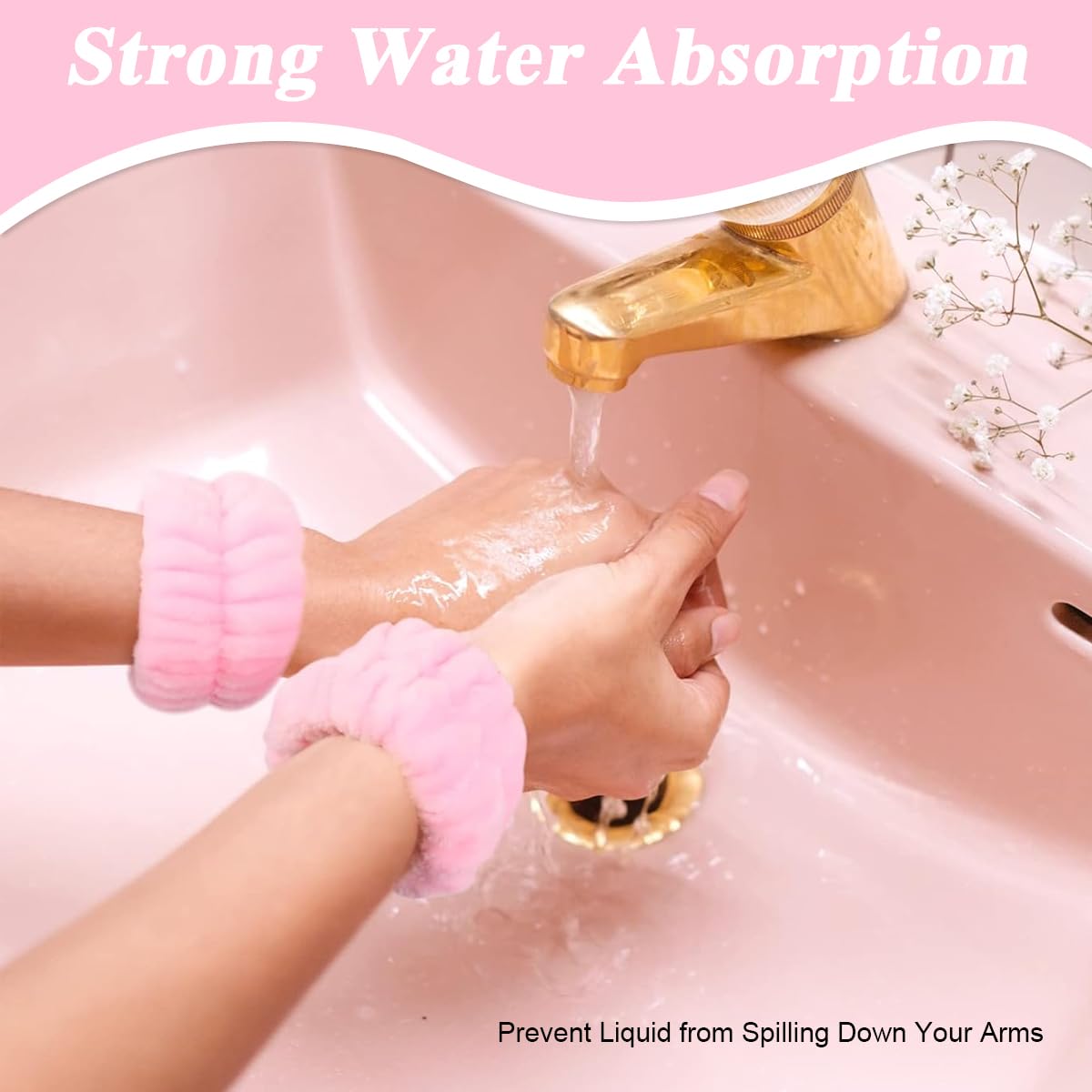 MAYCREATE® Face Wash Headband Wristband Set of 4Pcs Facial Headband for Face Washing Flannel Wristband Hair Band Combo for Makeup, Spa Headband for Women Sunflower Edge Sponge Headband, Pink MAYCREATE® Face Wash Headband Wristband Set of 4Pcs Facial Headband for Face Washing Flannel Wristband Hair Band Combo for Makeup, Spa Headband for Women Sunflower Edge Sponge Headband, Pink